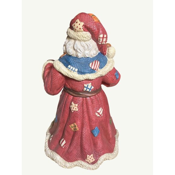 Porcelain Santa Claus Musical Figurine 11" Holding Bear & Lantern Vintage - Picture 6 of 13